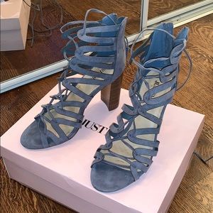 Dusty Blue Heeled Sandals